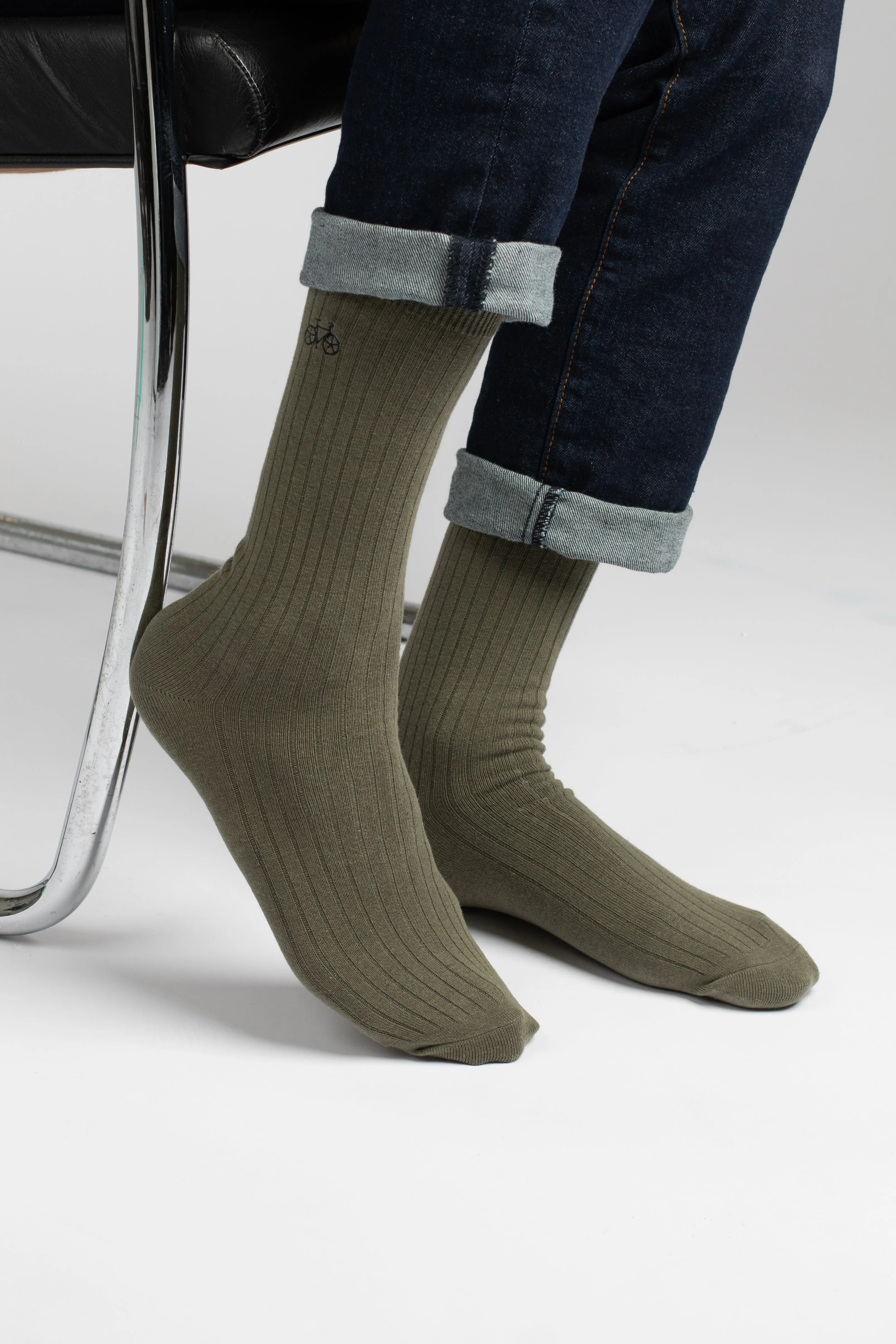 Olive Rib Socks