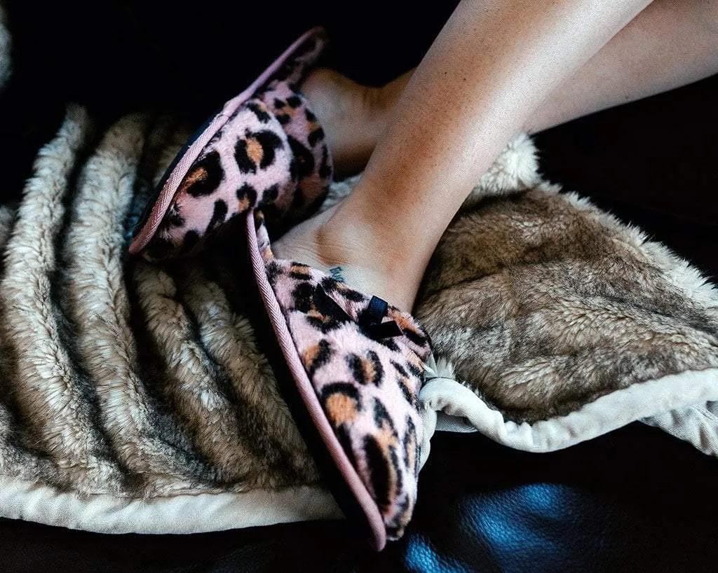 Pink Leopard Bow Slipper