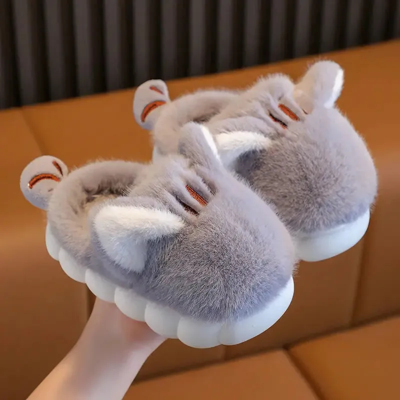 Plush Animal Slippers with Ears for Girls