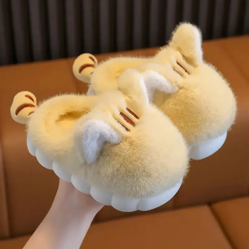 Plush Animal Slippers with Ears for Girls