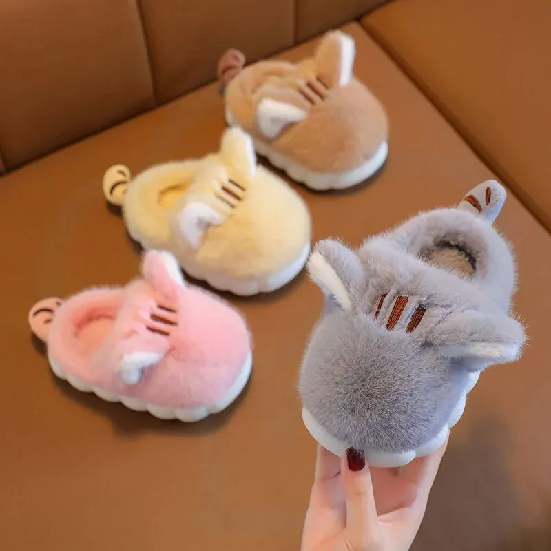 Plush Animal Slippers with Ears for Girls