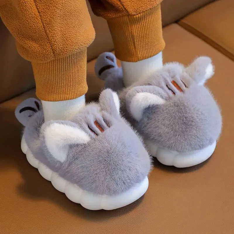 Plush Animal Slippers with Ears for Girls