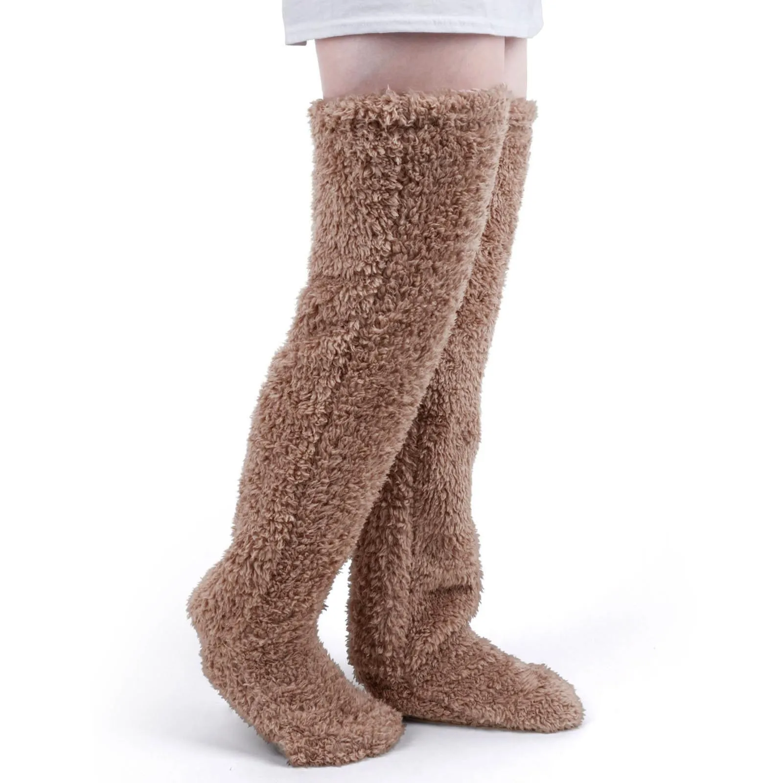 "High-Quality Thigh High Fuzzy Socks: Perfect for Office or Living Room, Suitable for Women and Kids"