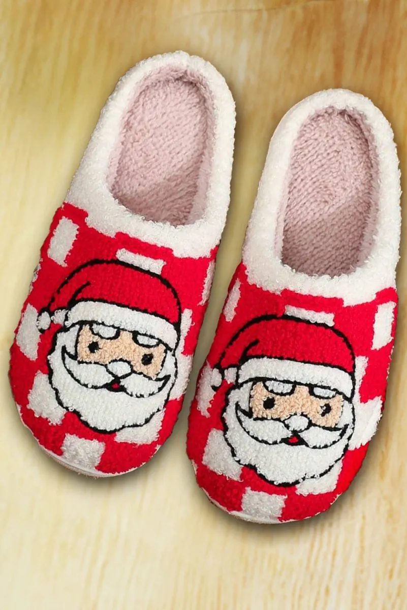 Red Checkered Santa Claus Slippers