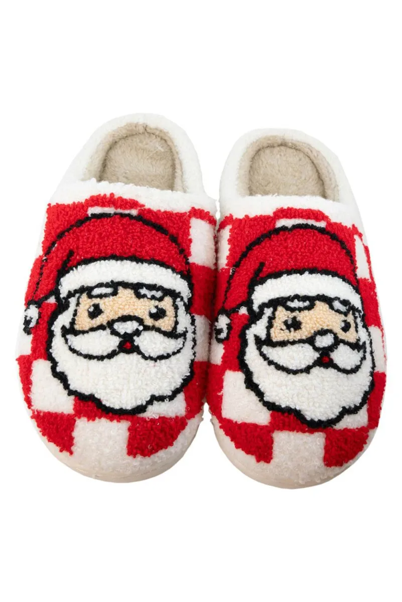 Red Checkered Santa Claus Slippers