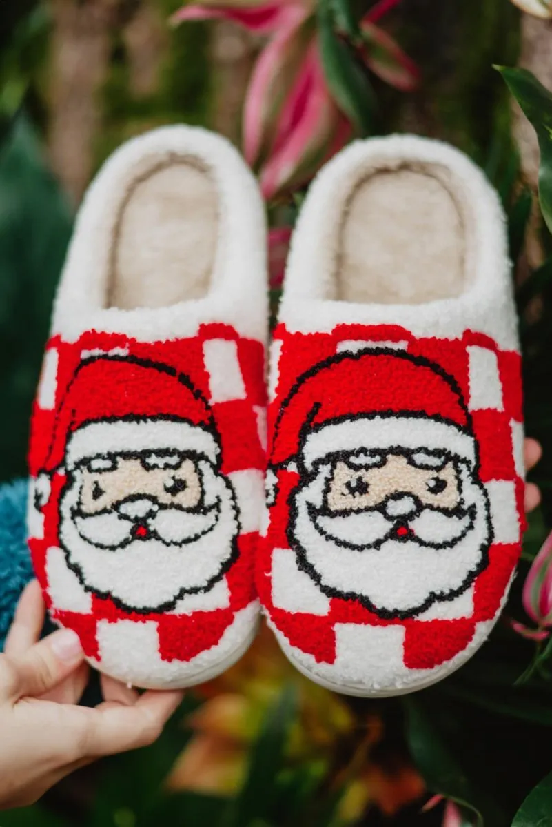 Red Checkered Santa Claus Slippers