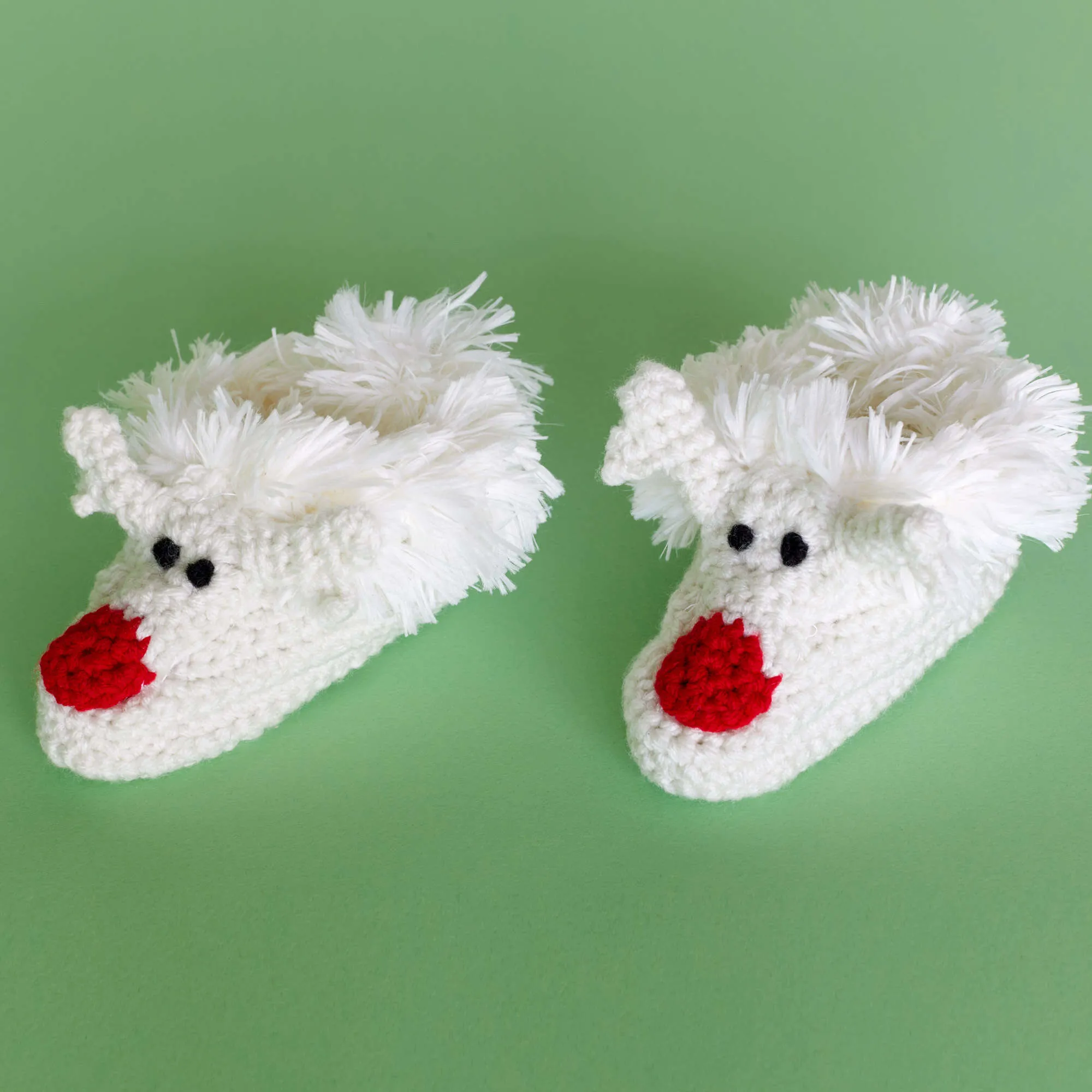 Red Heart Crochet Happy Kids Reindeer Slippers