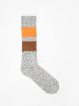 Retro Winter Outdoor Socks Grey, Orange & Camel