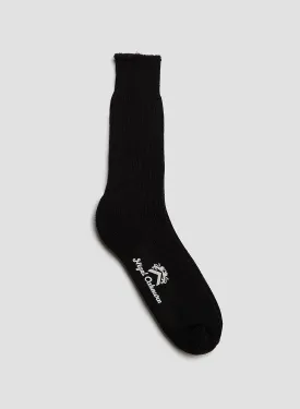 Ribbed Wool Crew Sock in Black