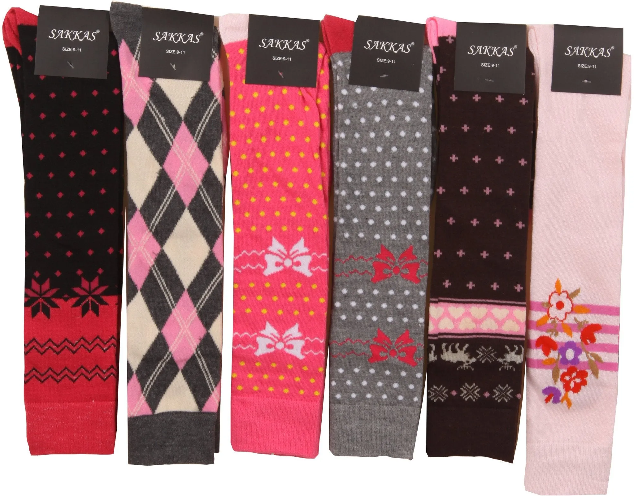 Sakkas Liea Ladies Colorful Unique Pattern / Solid Knee High Socks Assorted 6-Pack