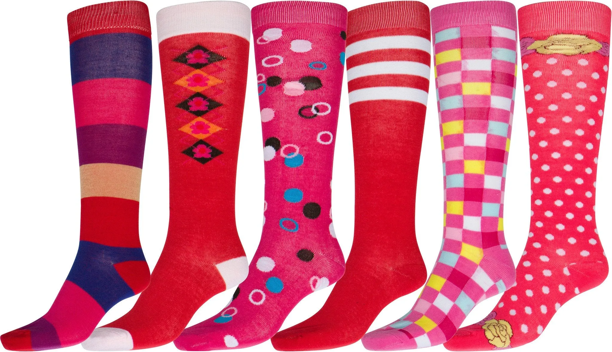 Sakkas Liea Ladies Colorful Unique Pattern / Solid Knee High Socks Assorted 6-Pack