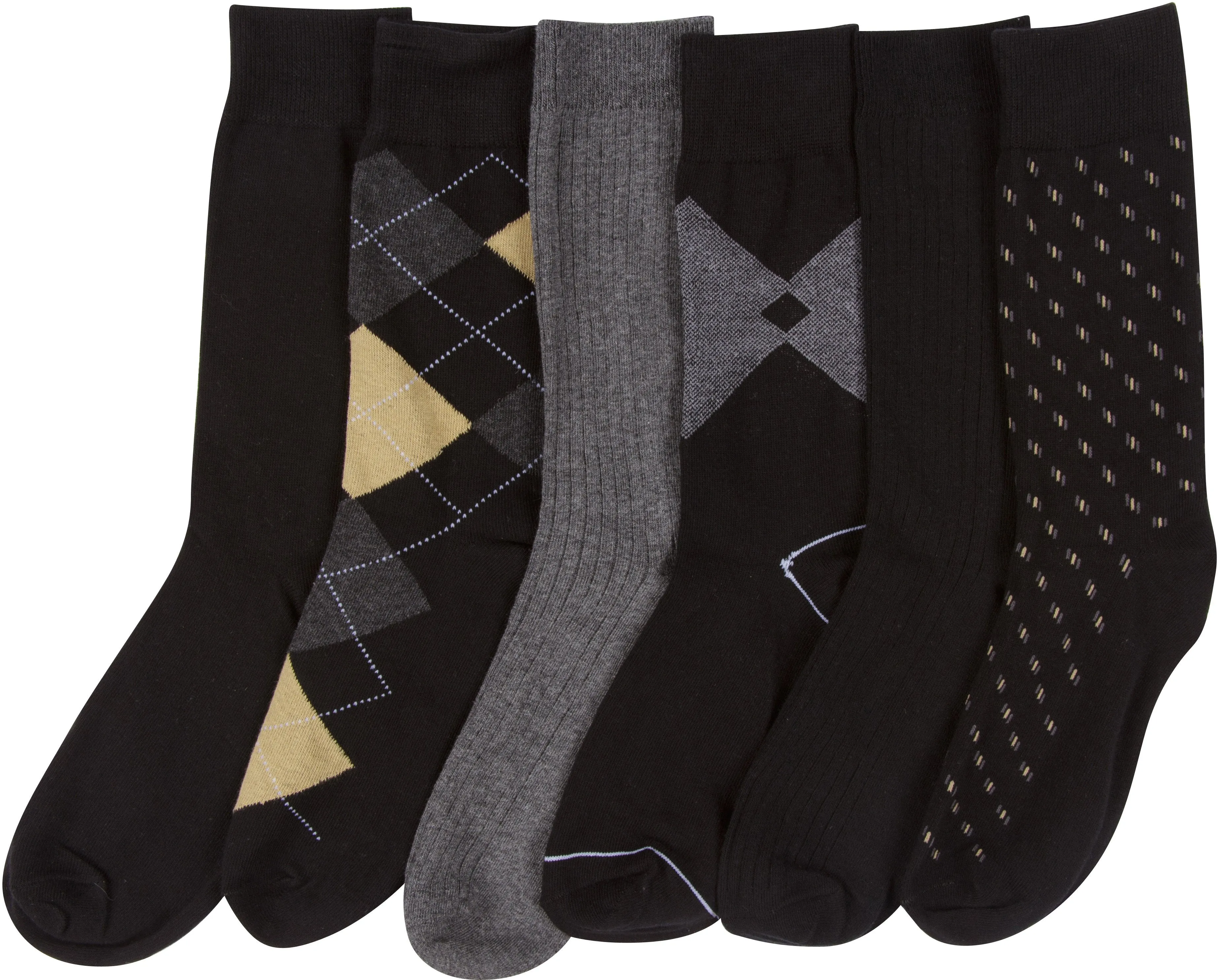 Sakkas Mens Cotton Blend Pattern And Ribbed Dress Socks Value 6-Pack