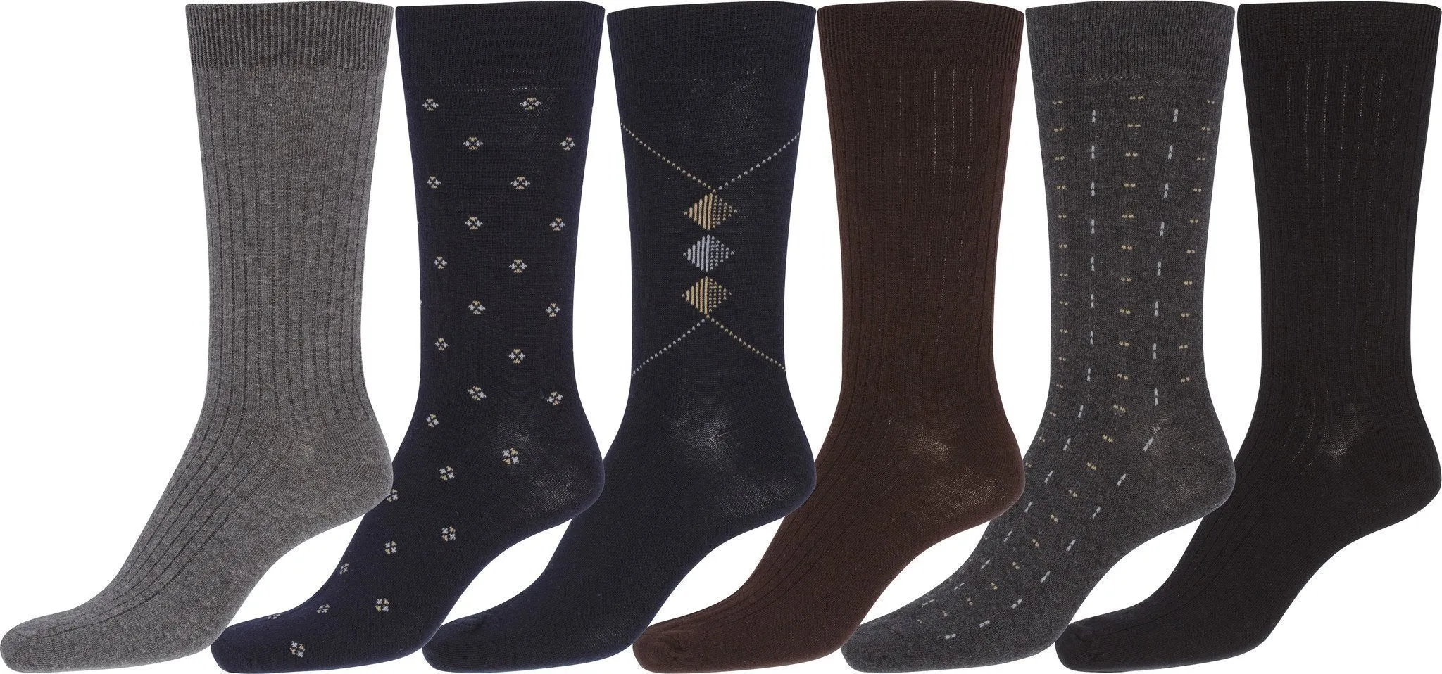 Sakkas Mens Cotton Blend Pattern And Ribbed Dress Socks Value 6-Pack