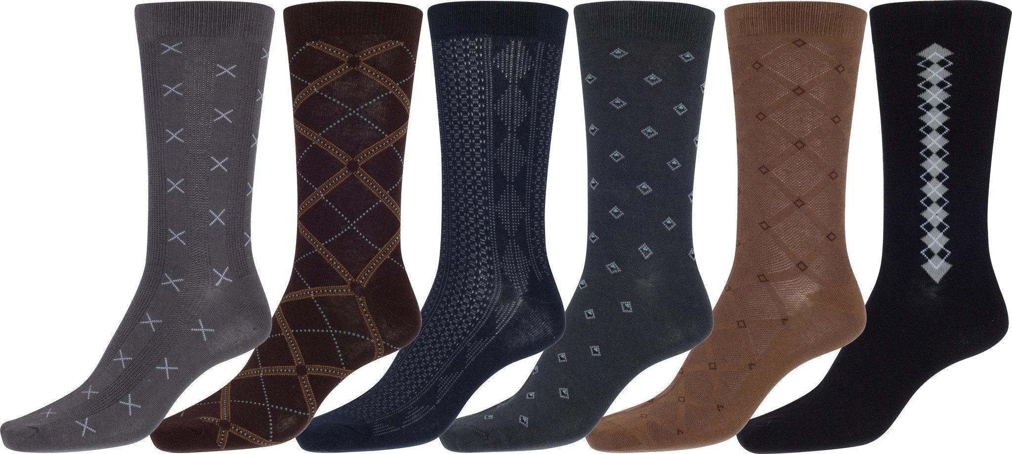 Sakkas Mens Cotton Blend Pattern And Ribbed Dress Socks Value 6-Pack