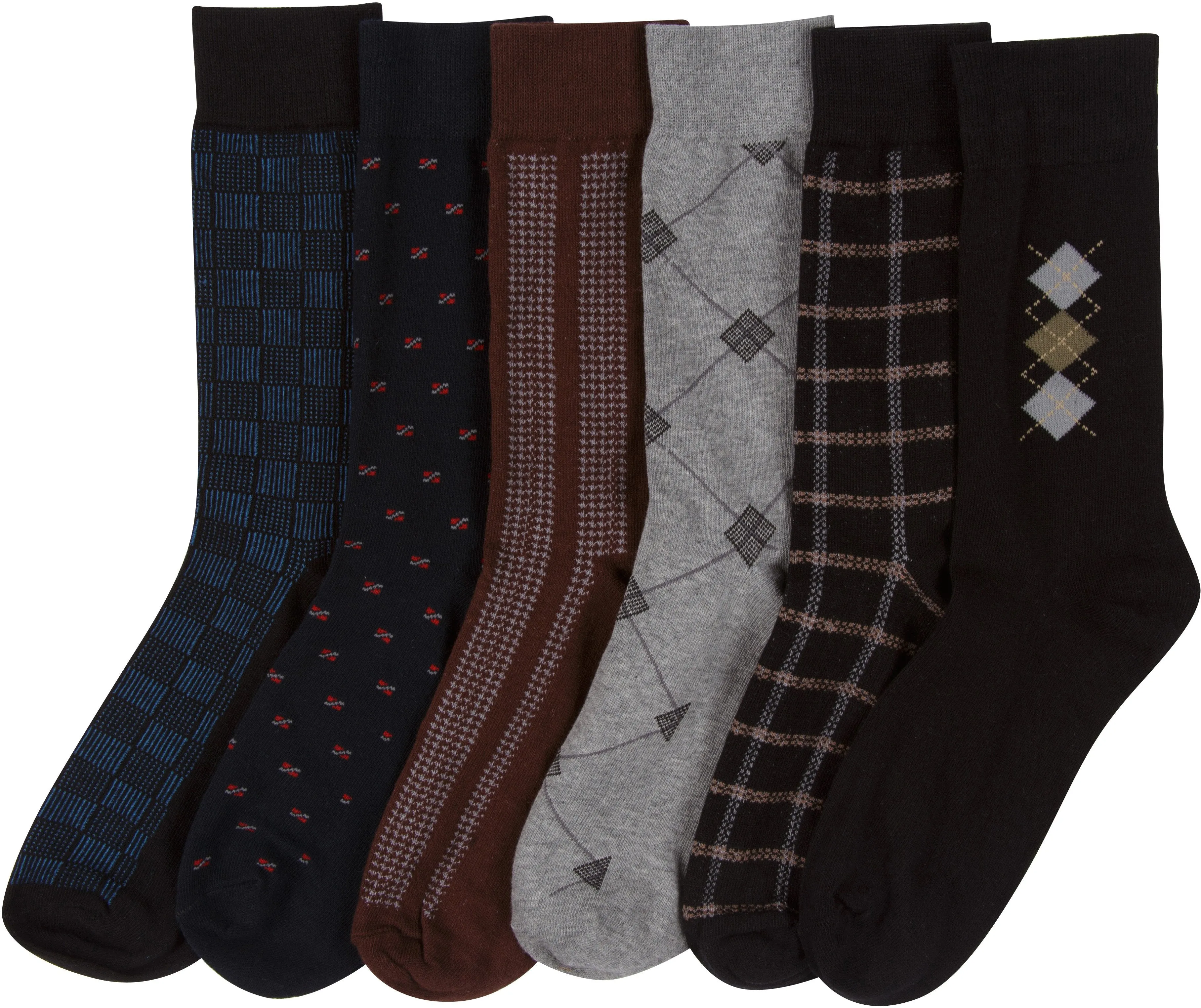 Sakkas Mens Cotton Blend Pattern And Ribbed Dress Socks Value 6-Pack