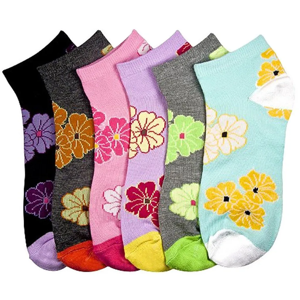 Sakkas Women's Poly Blend Soft and Stretchy Low cut Pattern Socks Asst 6-Pack