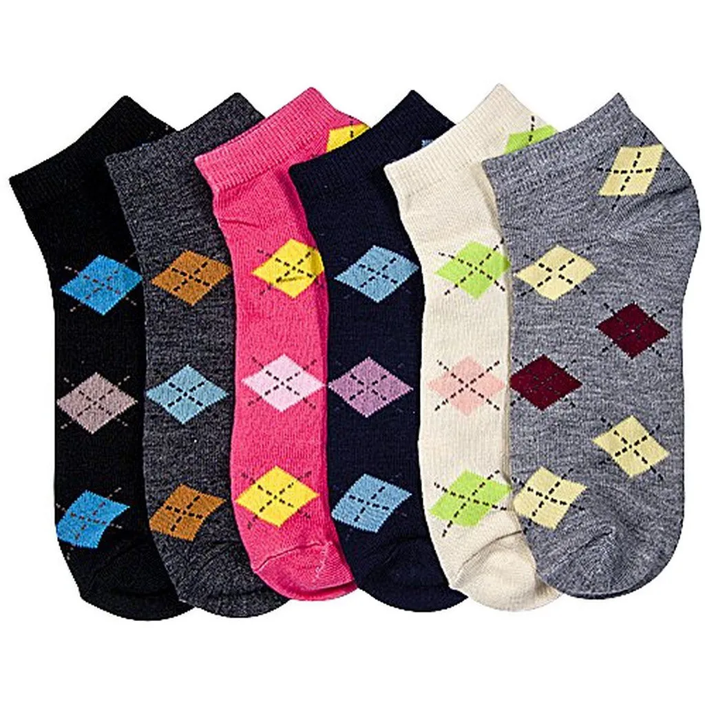 Sakkas Women's Poly Blend Soft and Stretchy Low cut Pattern Socks Asst 6-Pack