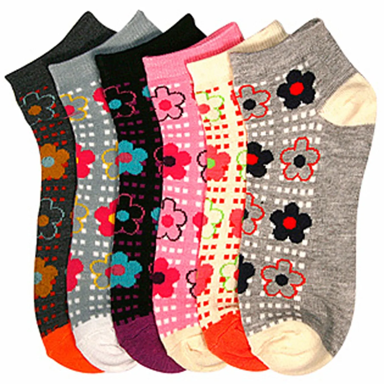 Sakkas Women's Poly Blend Soft and Stretchy Low cut Pattern Socks Asst 6-Pack