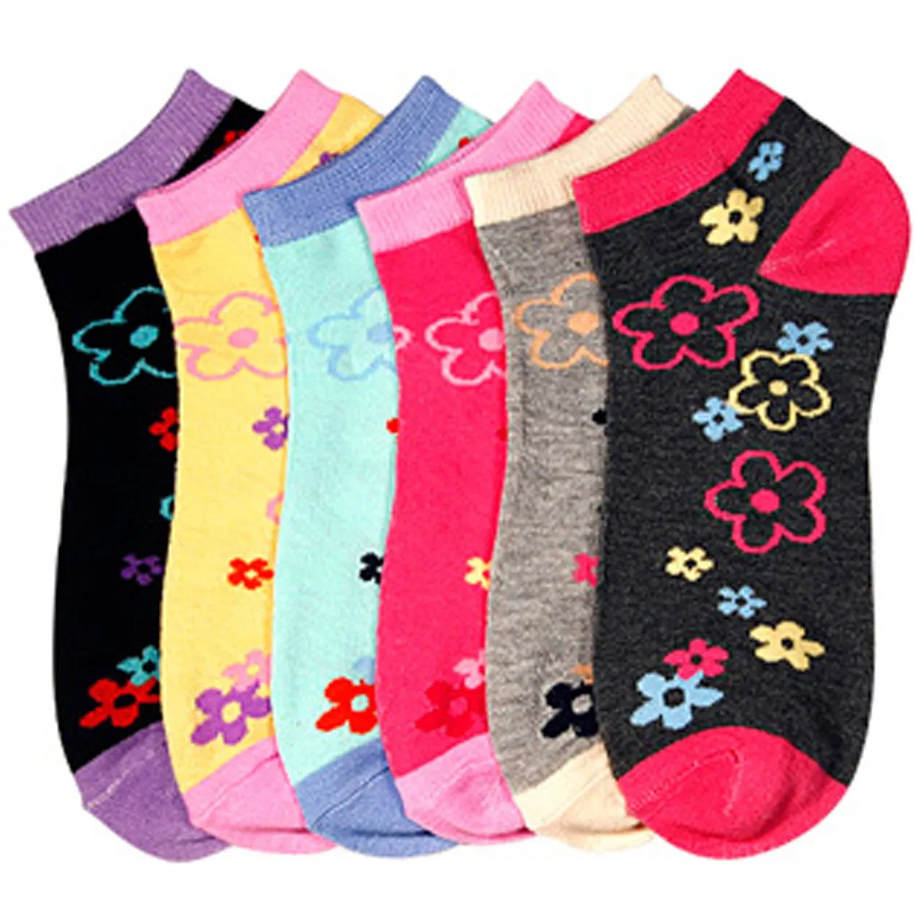 Sakkas Women's Poly Blend Soft and Stretchy Low cut Pattern Socks Asst 6-Pack