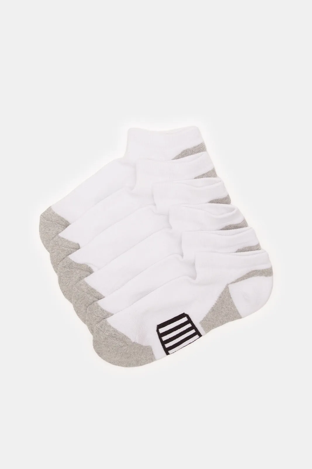 Senior Boys White And Grey Sports Ankle Socks (3 Pairs)