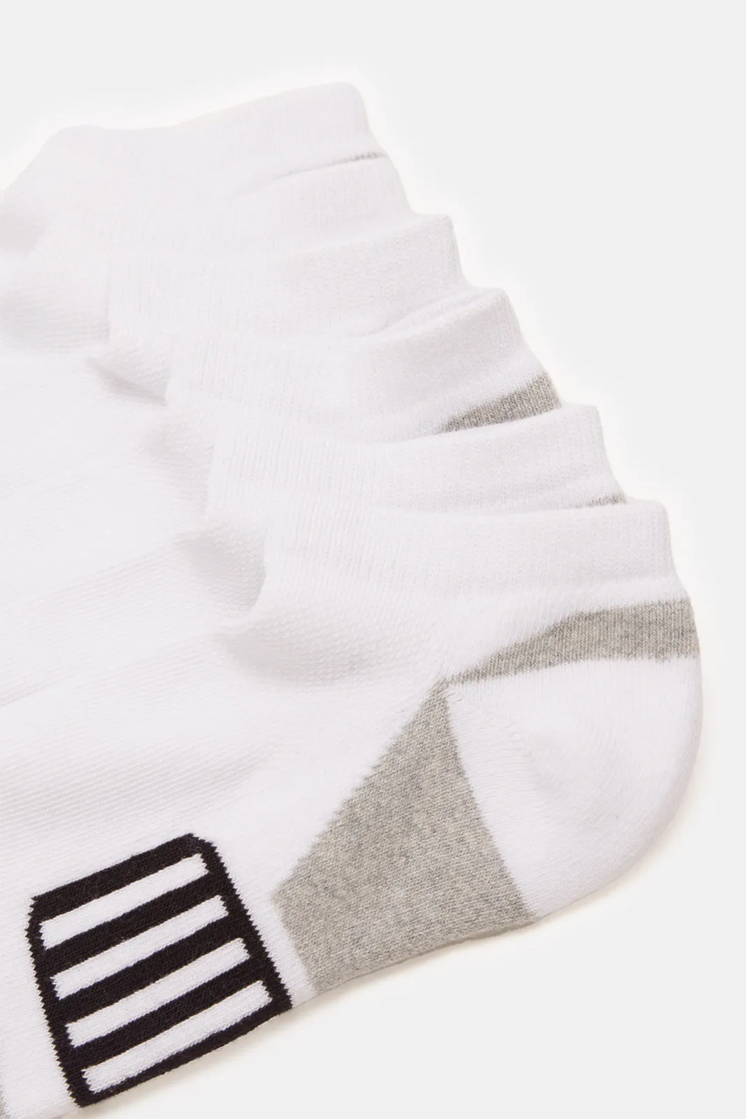 Senior Boys White And Grey Sports Ankle Socks (3 Pairs)