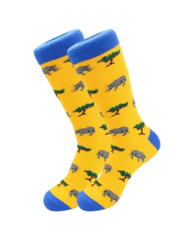 Sick Socks – Rhino - Exotic Animals Casual Dress Socks