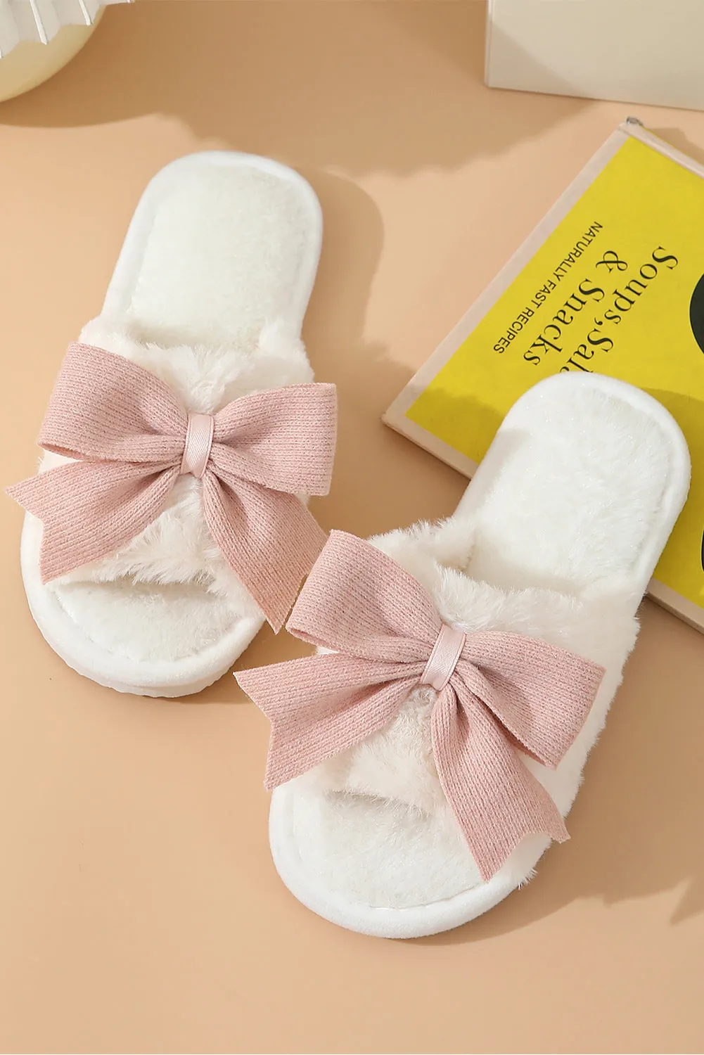 Slipper with Sweater Bow - Pink