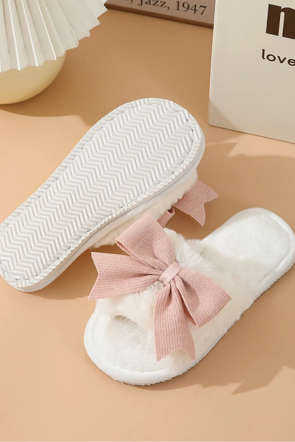 Slipper with Sweater Bow - Pink