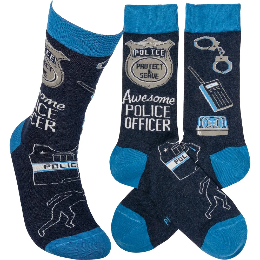 Socks- Awesome Police Officer by Primitives by Kathy