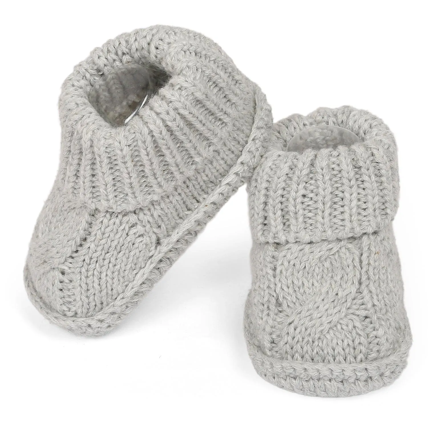 Solid Newborn Crochet Socks Booties - Grey