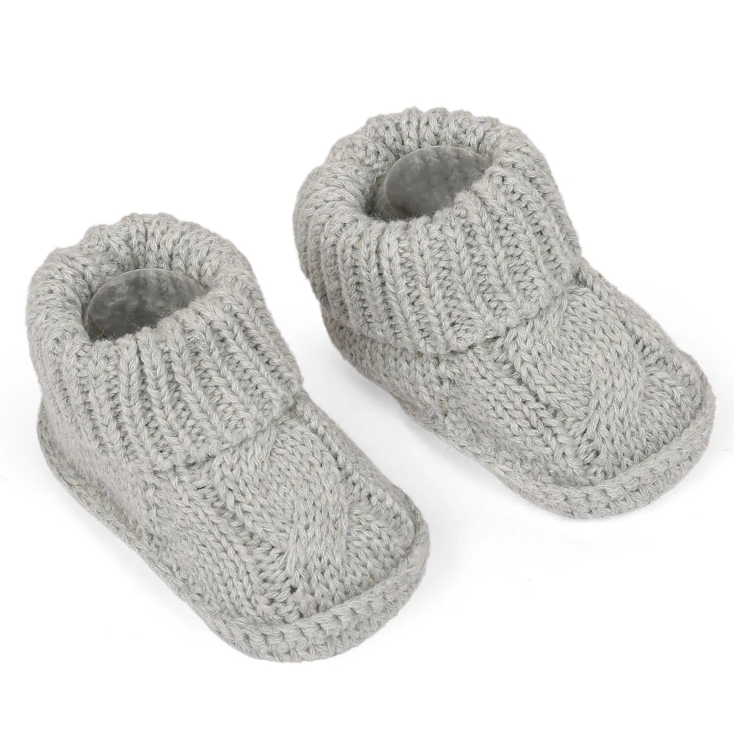 Solid Newborn Crochet Socks Booties - Grey