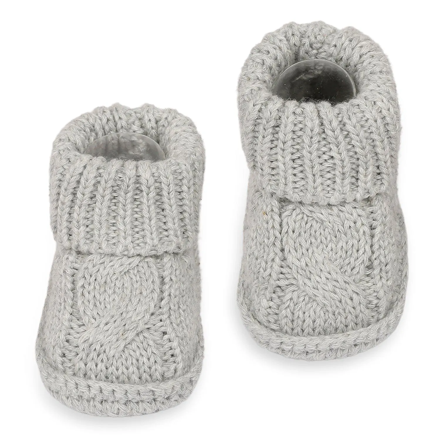 Solid Newborn Crochet Socks Booties - Grey