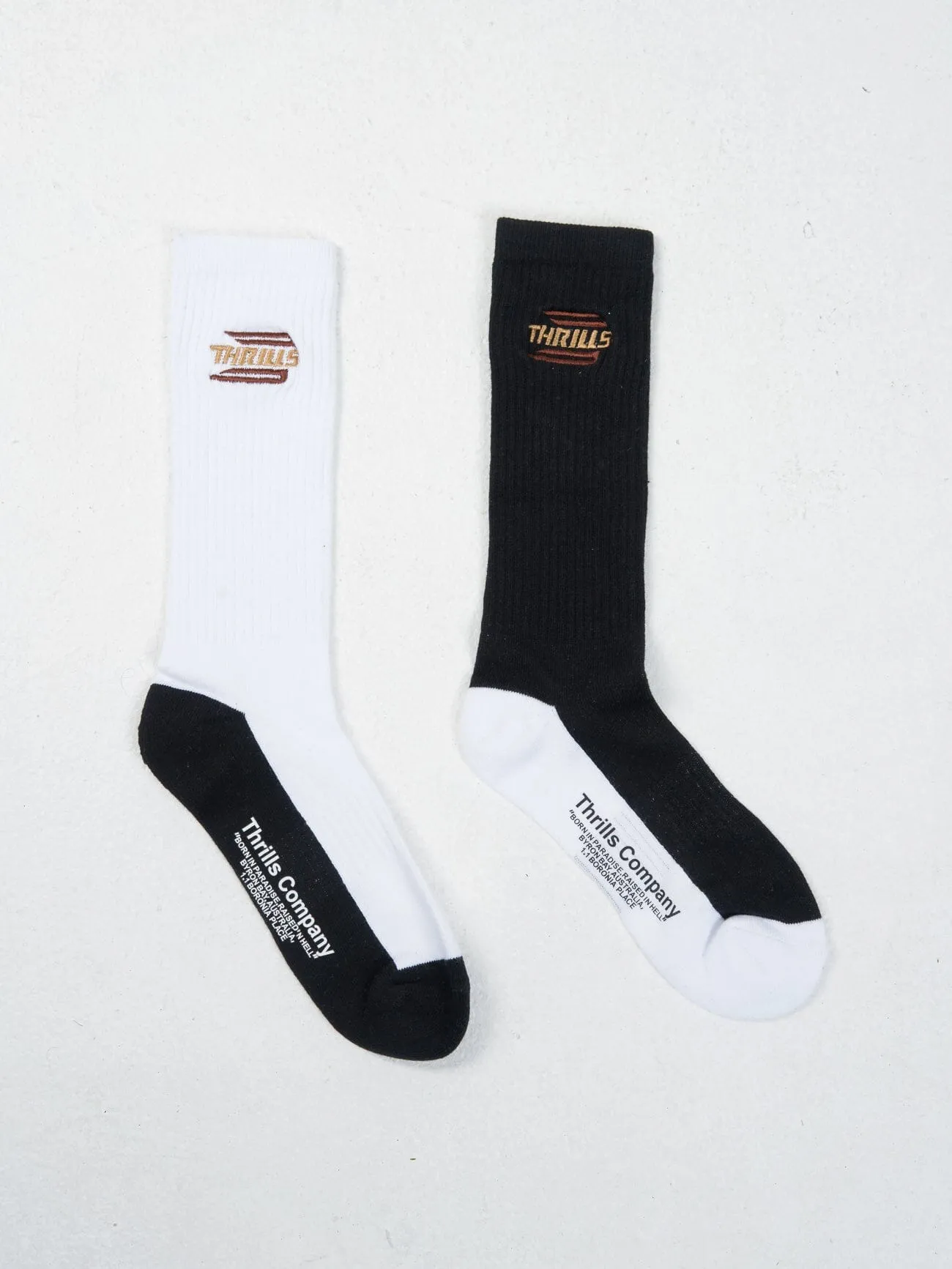 Steadfast 2 Pack Sock - Black - White