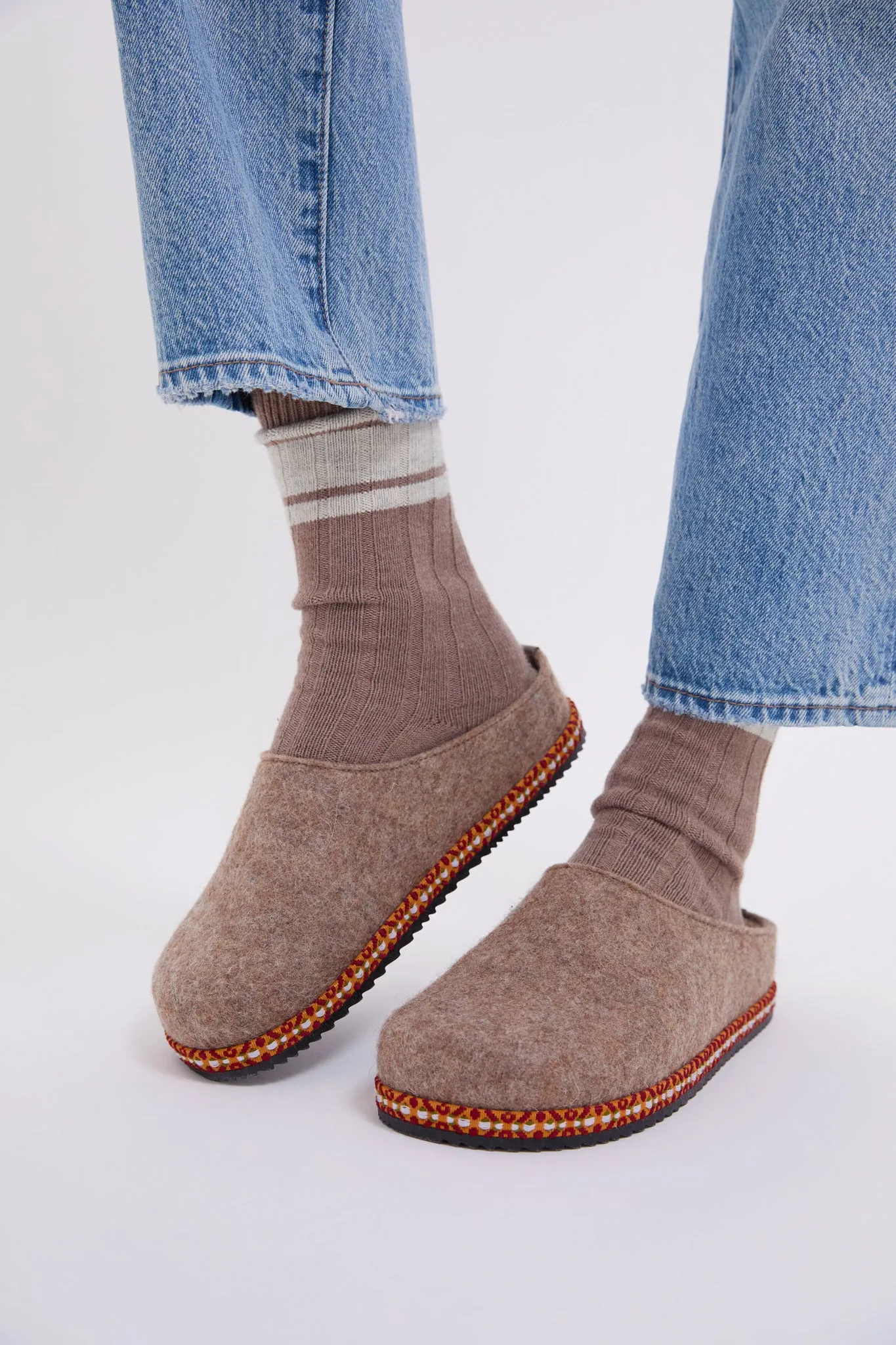 Taupe Sami Felt Slippers