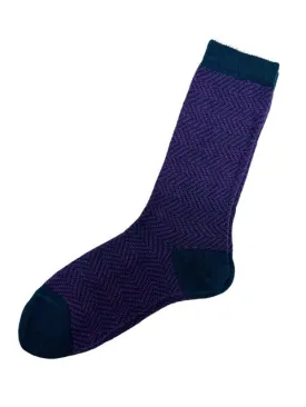 Tey-Art Zoey Vertical Chevron Alpaca Socks-Teal