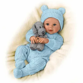 The Ashton - Drake Galleries Aiden Snuggle Pup Baby With Plush Dog RealTouch® Vinyl Skin So Truly Real® Lifelike & Realistic Weighted Doll by Sherry Rawn 17-inches