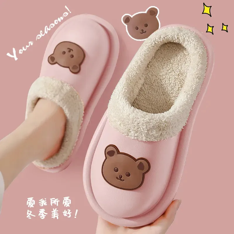 Thick Teddy Bear Winter Slippers