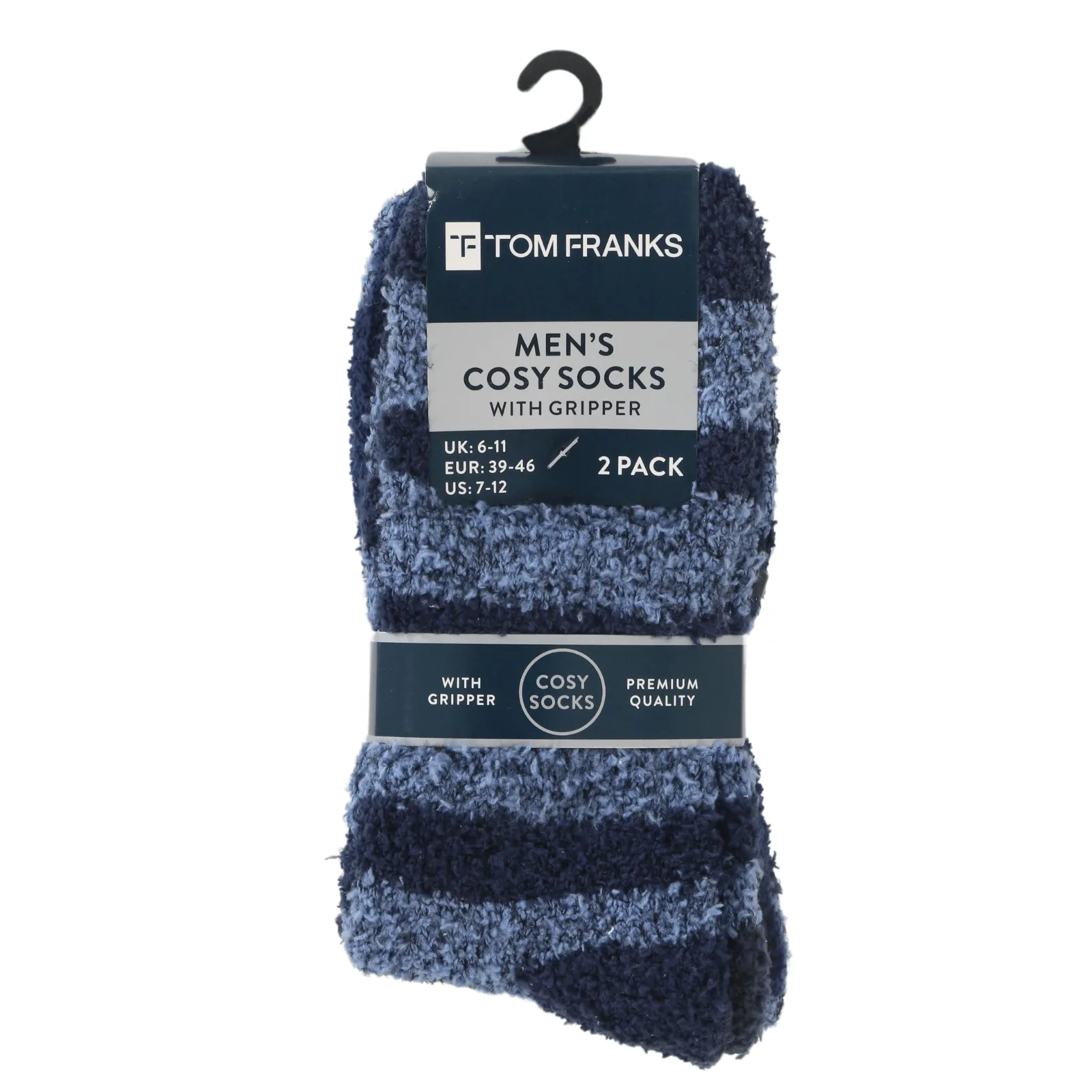 Tom Franks Mens Warm Cosy Socks Rubber Grips 2 Pack Size 6-11