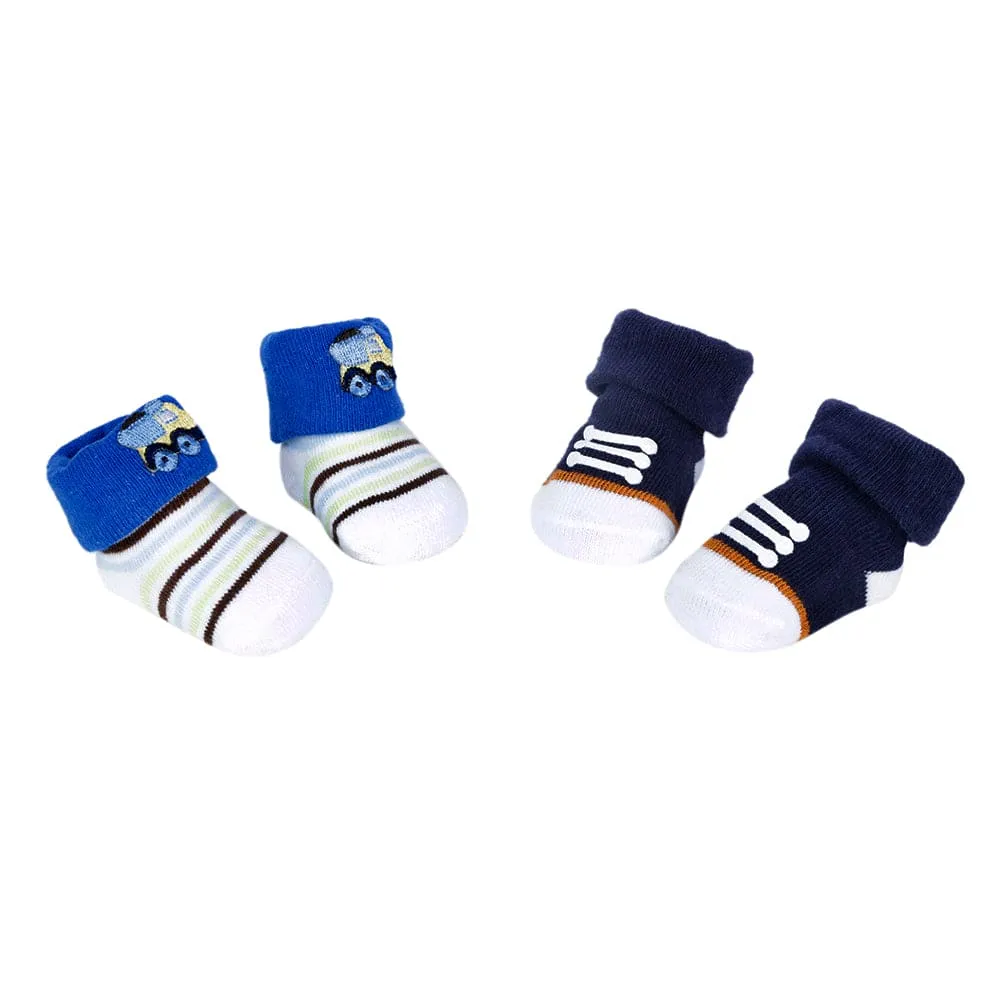 Truck & Striped Blue 2 Pk Socks