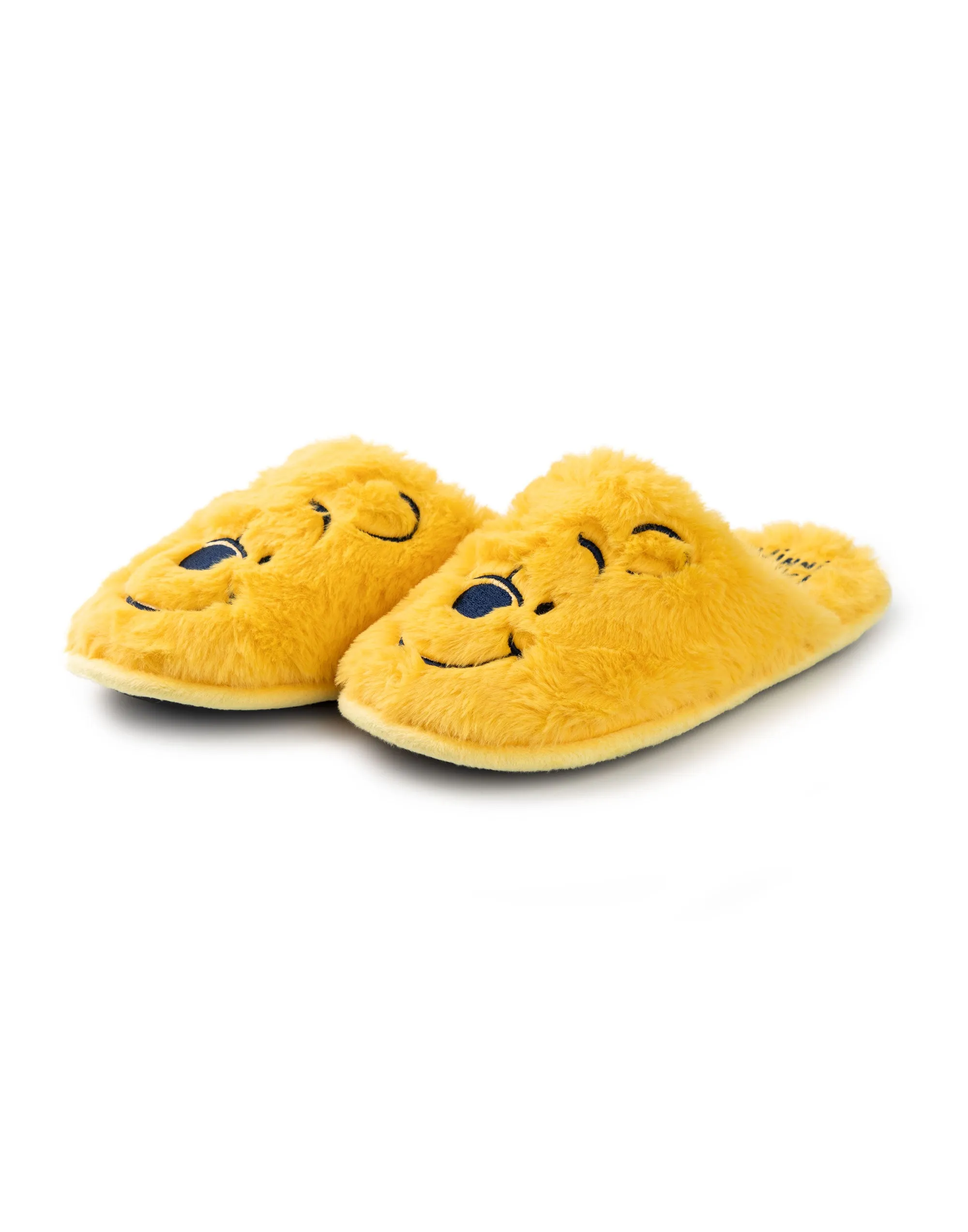 Winnie the Pooh Embroidered Face Womens Yellow Mule Slippers