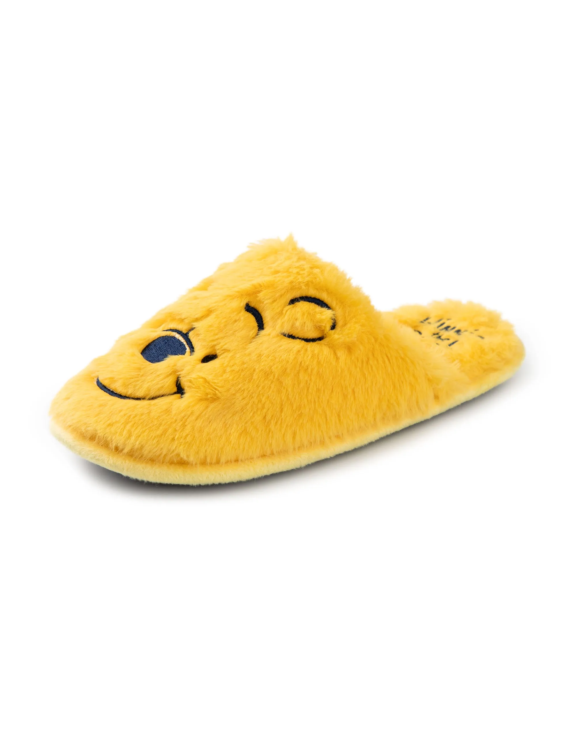 Winnie the Pooh Embroidered Face Womens Yellow Mule Slippers