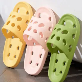 Women Bathroom House Cheese Slippers Leaking Quick-drying Shower Slipper Light Weight WaterLeaky Beach Flip Flop Swimming Slides