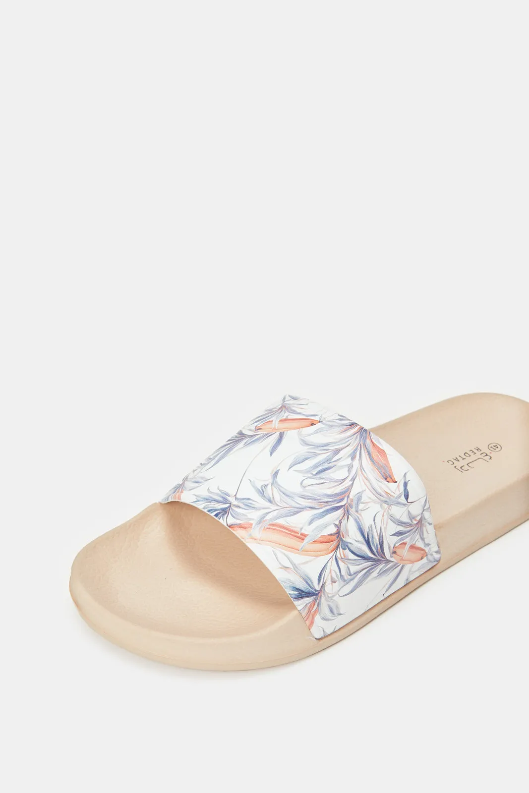 Women Pink Floral Print Slide