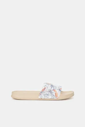 Women Pink Floral Print Slide