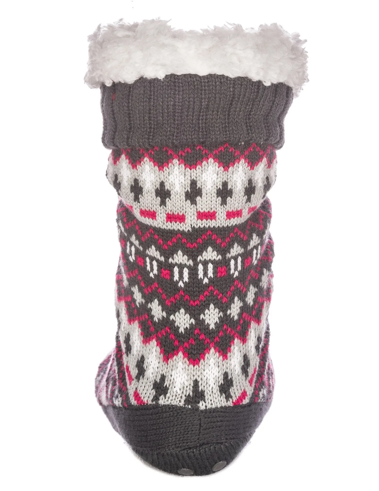 Women's Arctic Tall Slipper Socks - Grey/Pink