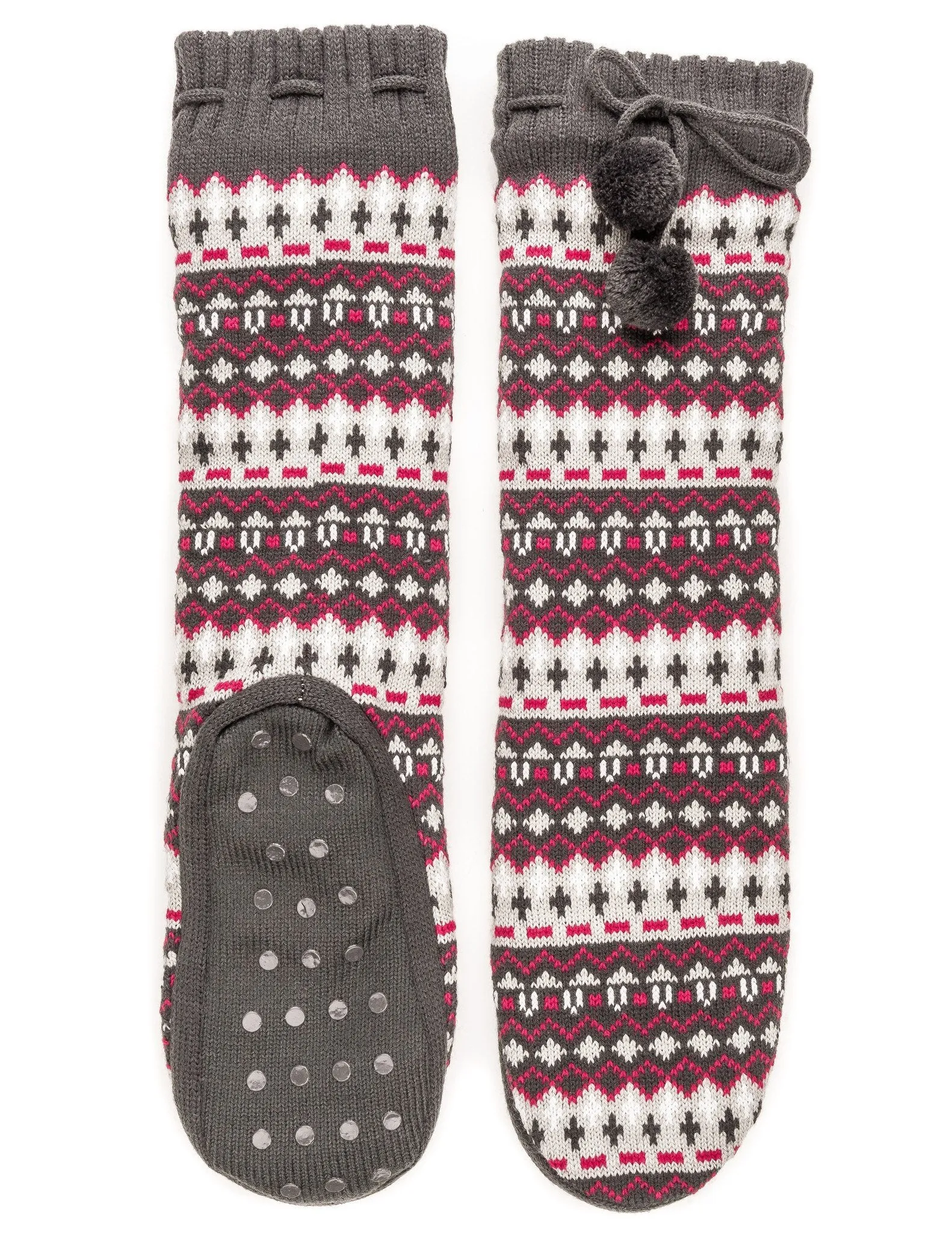 Women's Arctic Tall Slipper Socks - Grey/Pink