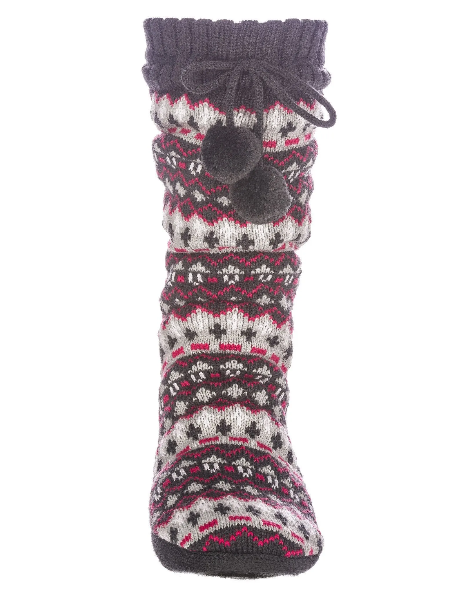 Women's Arctic Tall Slipper Socks - Grey/Pink