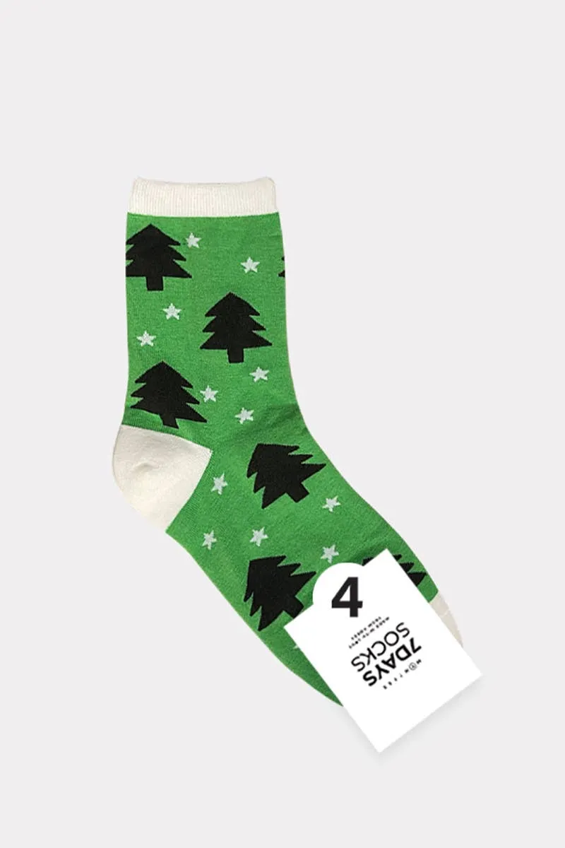 Women's Christmas Socks - Candy Cane: Dark Green