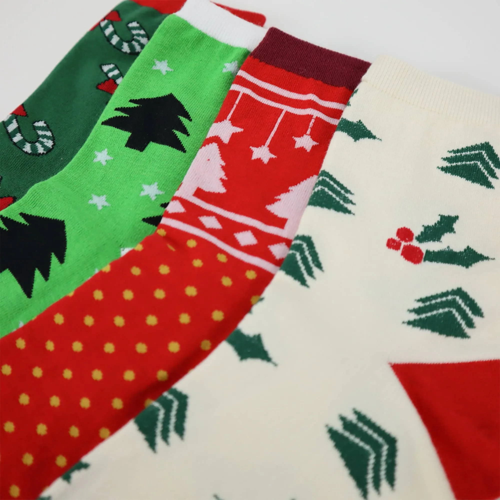 Women's Christmas Socks - Candy Cane: Dark Green