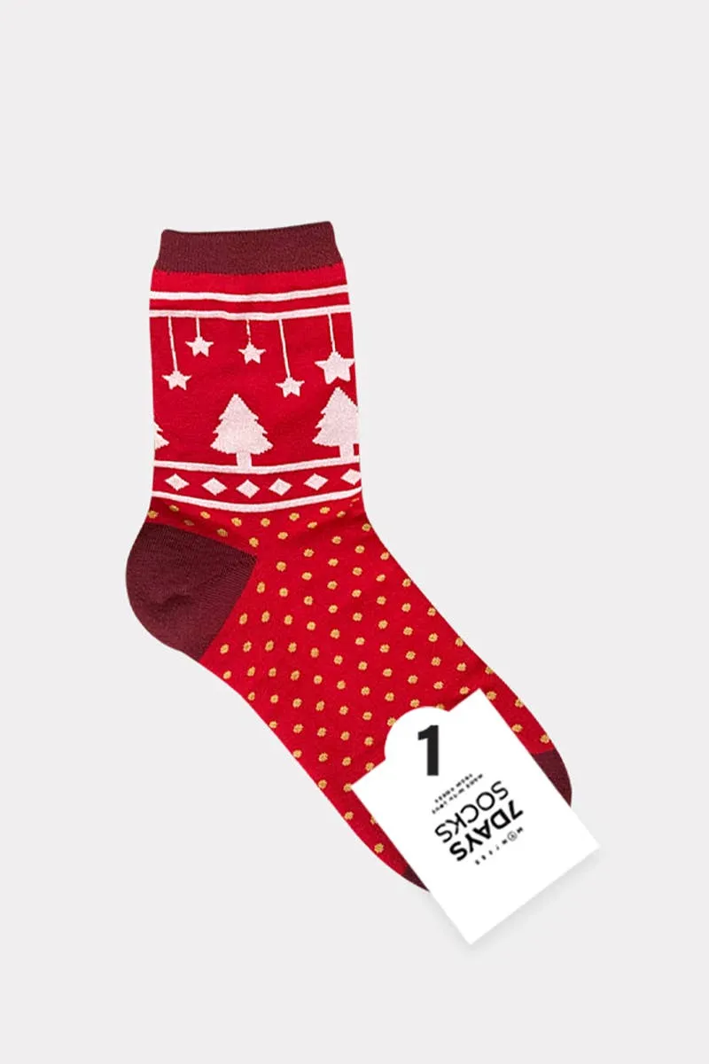 Women's Christmas Socks - Candy Cane: Dark Green